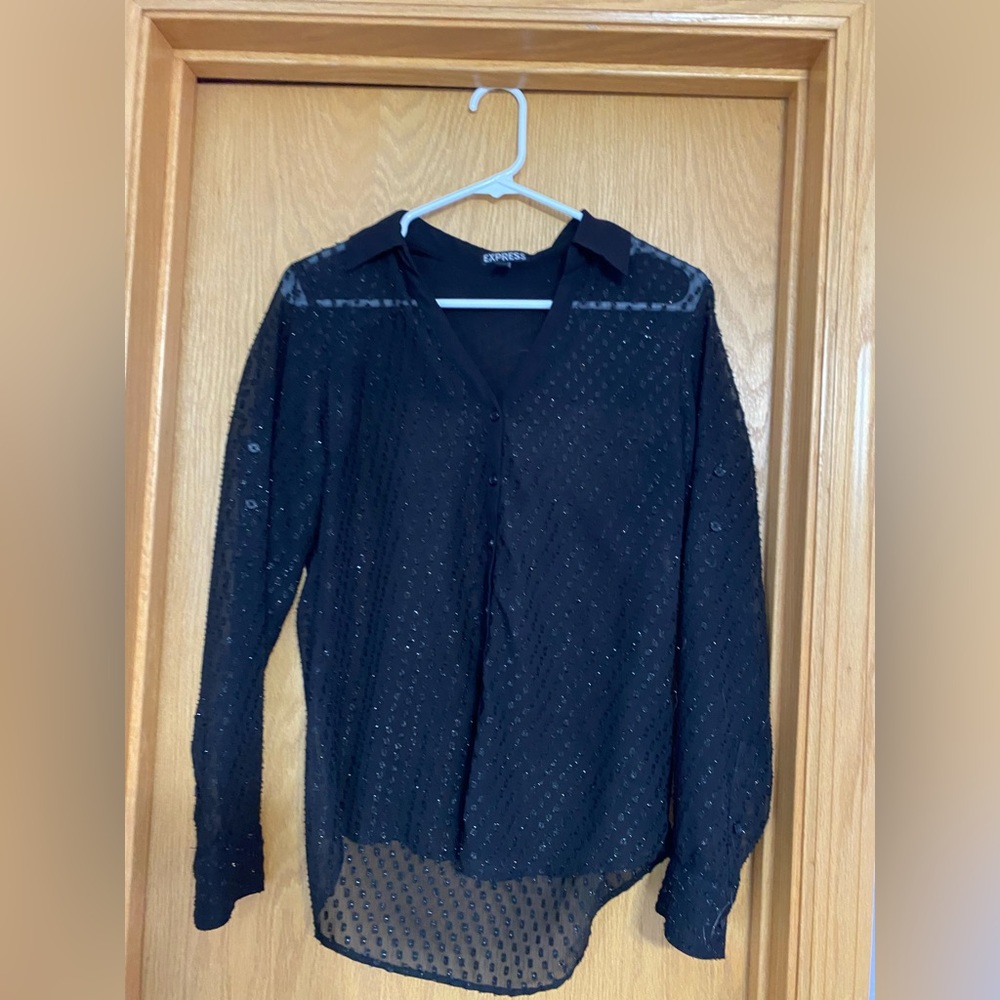 Express Black Button-Up Blouse Size Small